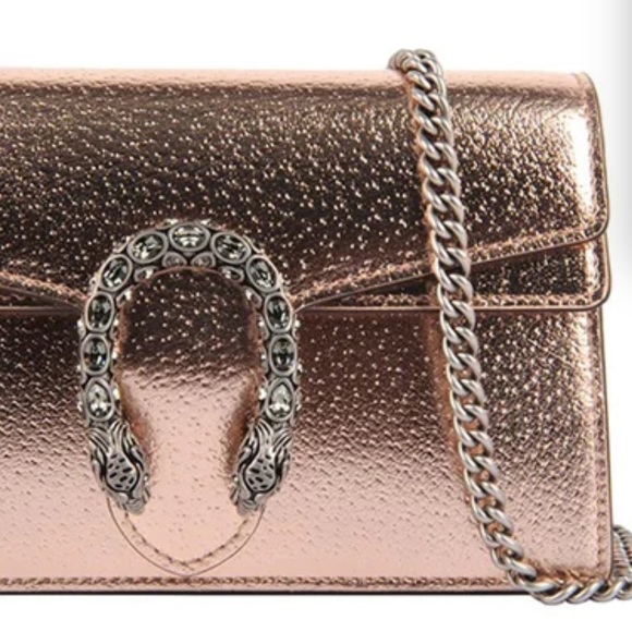 GUCCI NEW DIONYSUS SUPER MINI ROSE GOLD LEATHER BAG CLUTCH PURSE WAIST BAG BUM - Picture 7 of 16